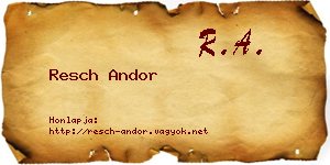 Resch Andor névjegykártya